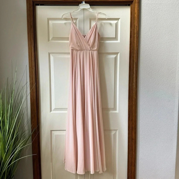 Lulus All About Love Blush Pink Full Length Formal Prom Wedding Dress Size XS - Picture 4 of 15